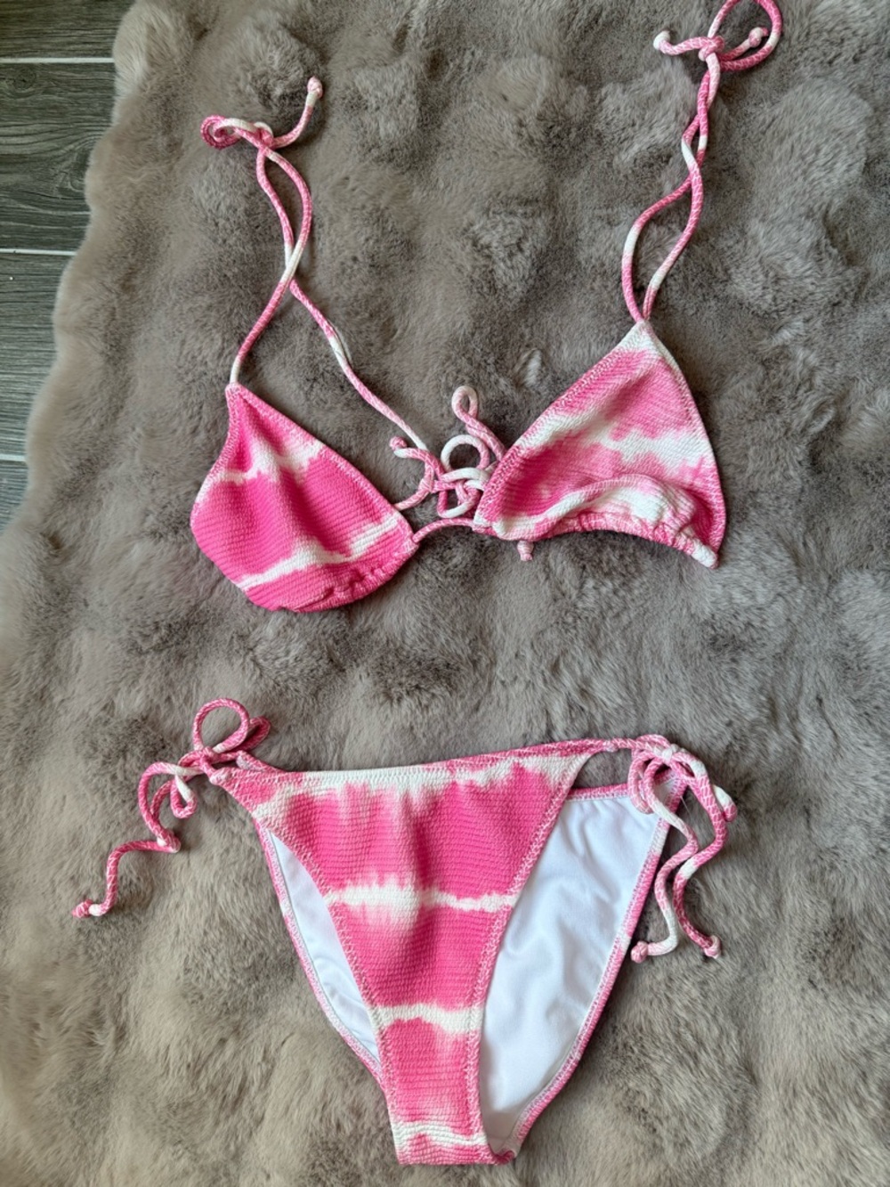 LA Hearts pink and white string bikini, BNWOT, size medium